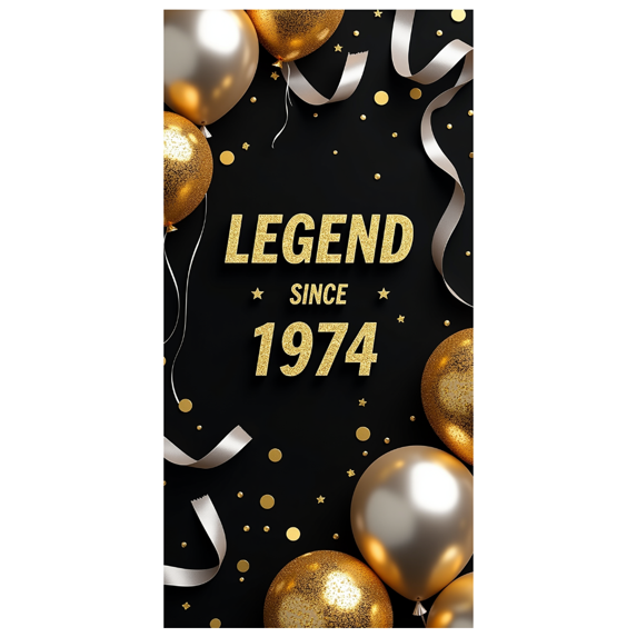 LUUFILx Legend Since 1974 Birthday Celebration Backdrop Gold Balloon Party Banner Festive Background Anniversary Retired Decorations Milestone Event Decor
