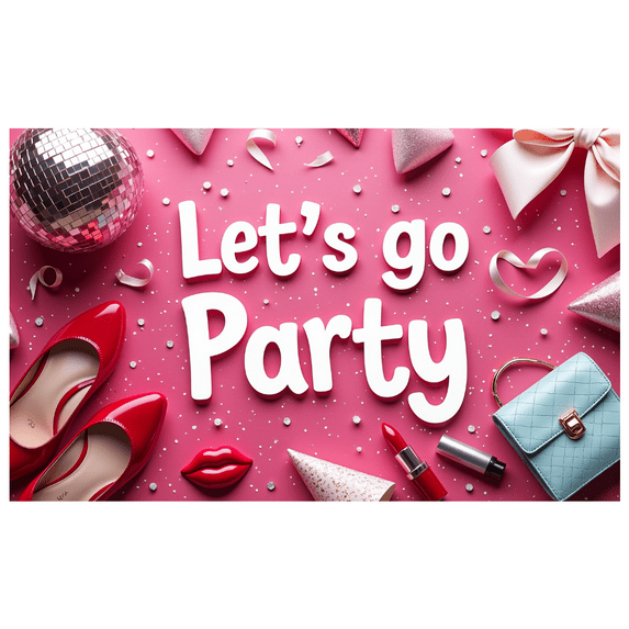 LUUFILx Let's Go Party Backdrop Banner Pink Disco Decoration Fashion Accessories Props Birthday Celebration Photography Event Background