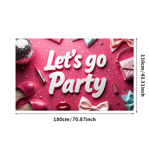 LUUFILx Let's Go Party Event Banner Pink Glitter Background Photo Prop Decor Fashion Backdrop Celebration Dance Party Supplies Soho Chic Wedding Glam