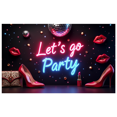 thumbnail image 1 of LUUFILx Let's Go Party Neon Backdrop Banner High Heels Disco Decoration Background for Girls Night Out Celebration Party Supplies Lipstick Props, 1 of 7
