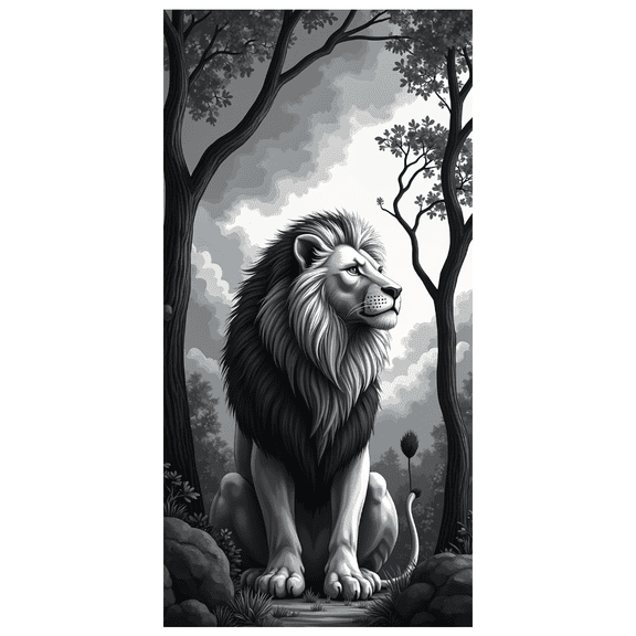 LUUFILx Lion Forest Scene Backdrop Banner Art Decoration Photography Props Party Event Background Decor Home Decor Accents Jungle Wildlife Theme