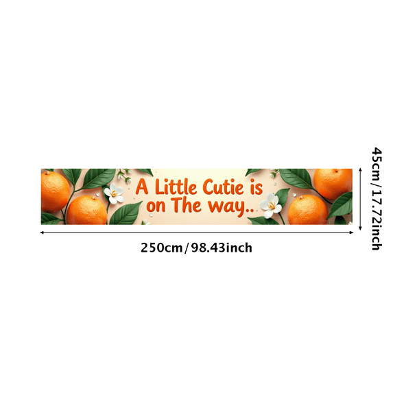 LUUFILx Little Cutie Baby Shower Banner Decor Gender Neutral Party Decorations Backdrop Baby Arrival Photography Props Orange Theme Background Celebration