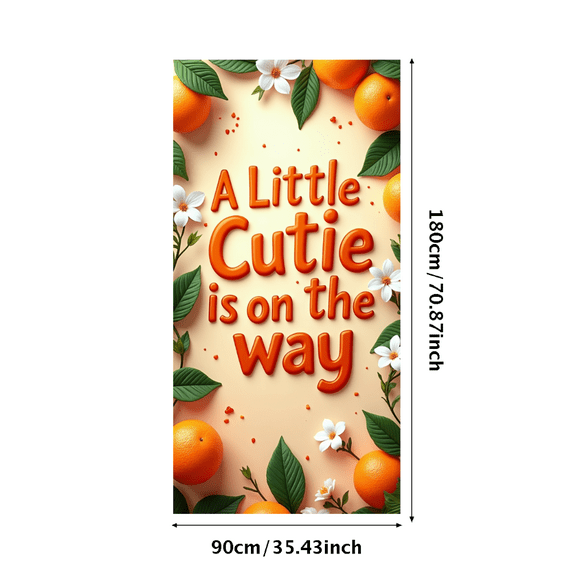 LUUFILx Little Cutie Baby Shower Banners Decor for Party Decorations and Backdrop Events with Orange Florals and Leaves Background for Festive Celebrations