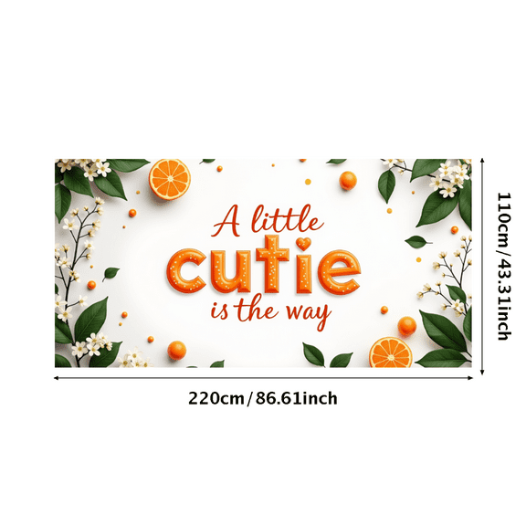 LUUFILx Little Cutie Orange Themed Backdrop Banner for Baby Shower Photography Decor Party Supplies Spring Decorations Background Props