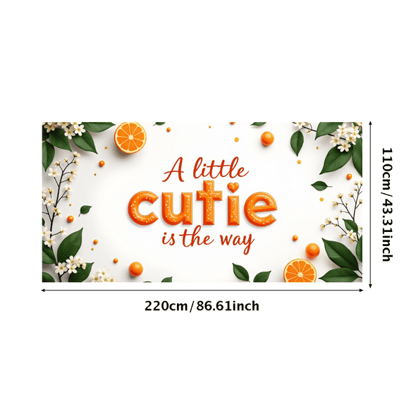 LUUFILx Little Cutie Orange Themed Backdrop Banner for Baby Shower Photography Decor Party Supplies Spring Decorations Background Props