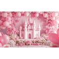 thumbnail image 1 of LUUFILx Magic Princess Castle Banner Background Pink Castle Princess Party Background Birthday Party with Arched Balloons and Floral Design, 1 of 1