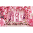 thumbnail image 1 of LUUFILx Magic Princess Castle Banner Background Pink Castle Princess Party Background Birthday Party with Arched Balloons and Floral Design, 1 of 1