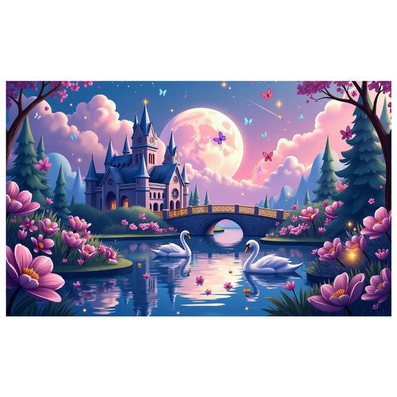 LUUFILx Magical Castle Themed Fantasy Backdrop Banner Enchanted Fairytale Landscape Background for Party Decoration Photography Props Birthday Event Supplies