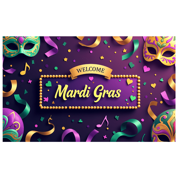 LUUFILx Mardi Gras Backdrop Banner Welcome Carnival Party Decoration Photography Props Event Background Supplies Celebration Mask Festive Decor