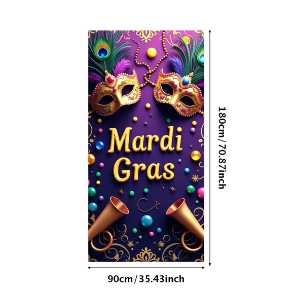 LUUFILx Mardi Gras Banner Colorful Mask Carnival Party Decorations Photography Props Event Supplies Backdrop Celebration Background Party Festive Decor