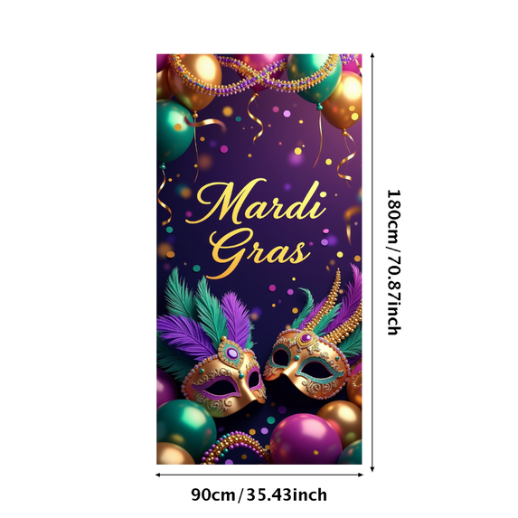 LUUFILx Mardi Gras Celebration Backdrop Mask Balloons Party Decorations Event Banners Festive Background Carnival Photography Props