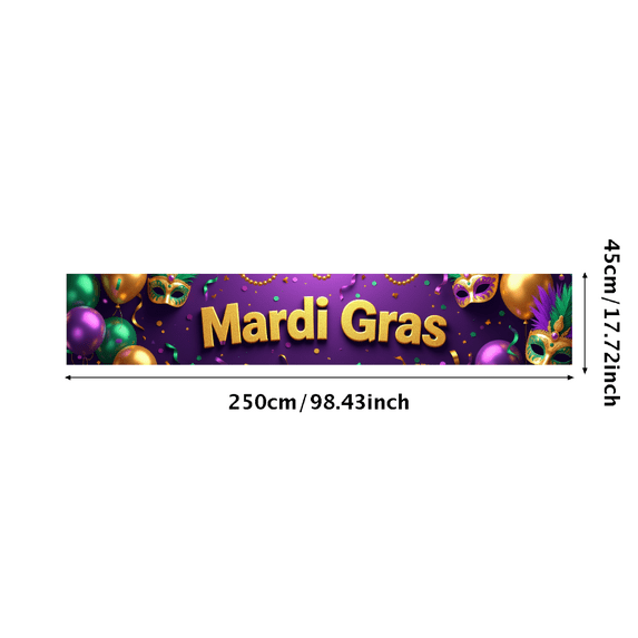 LUUFILx Mardi Gras Party Banner Decorations Feather Mask Backdrop for Celebration Photography Props Carnival Event Supplies Festive Green Purple Theme Decor