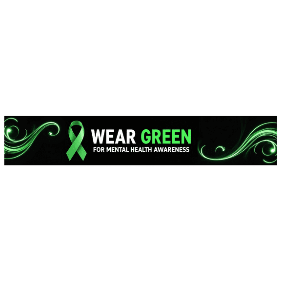 LUUFILx Mental Health Awareness Support Banner Wear Green Event Backdrop Green Ribbon Decorations Display Sign Wall Photography Props Party Office Decor