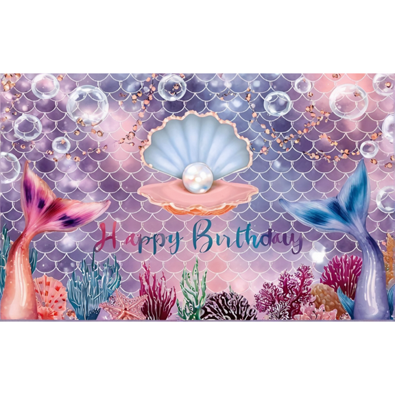 LUUFILx Mermaid Birthday Background Cloth Birthday DIY Party Decorations Birthday Backdrop Banner Hanging Photo Background 180*110cm