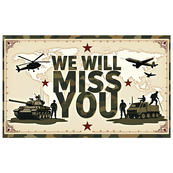 LUUFILx Military Farewell Camouflage Theme Backdrop Banner Sign Background Decoration Retirement Party Supplies Veterans Day Photography Repeatable Design