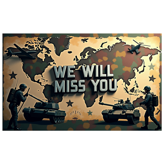 LUUFILx Military Themed We Will Miss You Banner, Army Tank Airplane Decor Background, Party Decors for Farewell Events Military Gatherings Soldier Send Offs Photography Backdrops