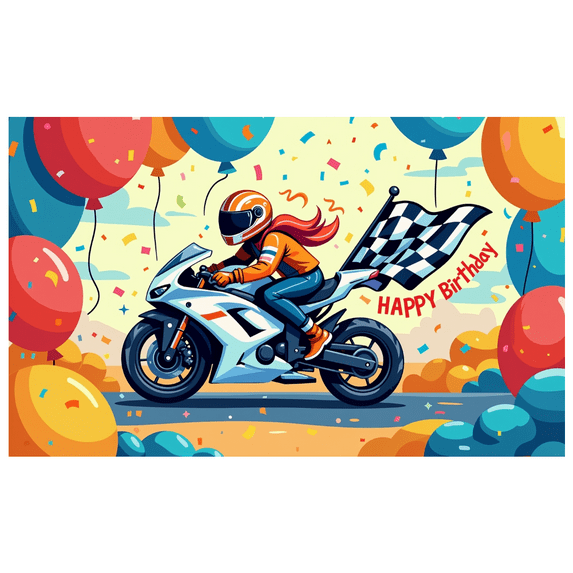 LUUFILx Motorcycle Theme Happy Birthday Party Banner Celebration Checkered Flag Design Backdrop Photo Booth Background Wall Decor Kids Adults Racing Events