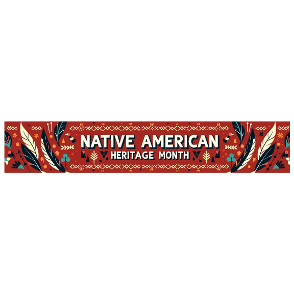 LUUFILx Native American Month Celebration Banner Feather Design Backdrop Decorations for Cultural Events Photography Booth Display Party Supplies