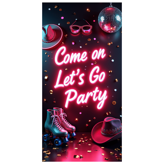 LUUFILx Neon Roller Disco Backdrop Banner Party Decorations Photography Props Birthday Party Supplies Event Background Celebration Decor Ballroom Accessories