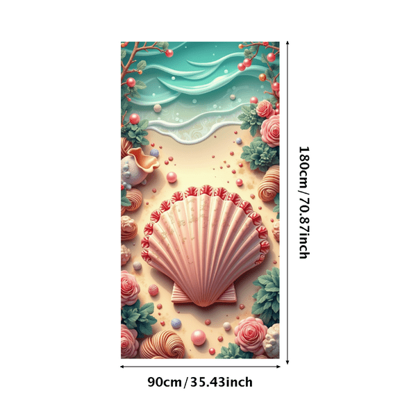 LUUFILx Ocean Shell Backdrop Banner with Pink Floral Seaside Design for Wedding Party Baby Shower Birthday Background Beach Decoration Photography Props
