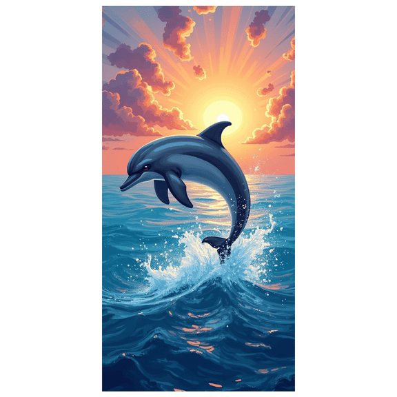 LUUFILx Ocean Sunset Dolphin Backdrop Banner Summer Party Decorations Photography Props Outdoor Events Beach Background Scenic Decors Vibrant Sea Scene