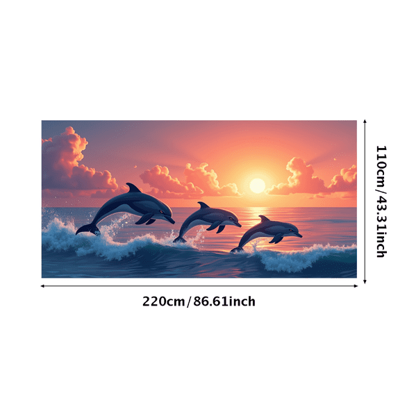 LUUFILx Ocean Sunset Dolphin Jumping Scenic Backdrop for Photography Decoration Banner Background Dolphin Theme Party Supplies Photography Props Room Decor