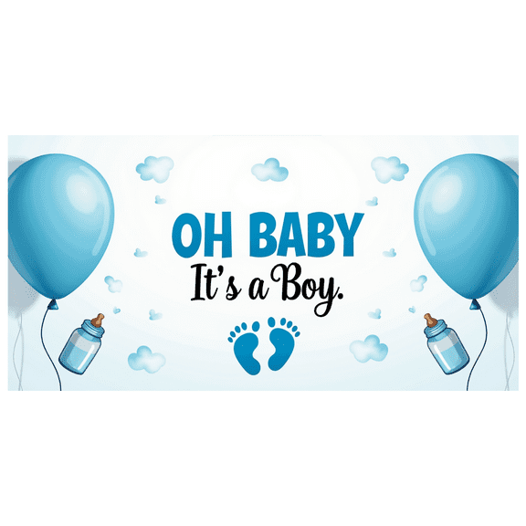 LUUFILx Oh Baby Boy Banner Newborn Event Backdrop Baby Shower Gender Reveal Party Supplies Decorations Photo Props Celebration Photographic Background