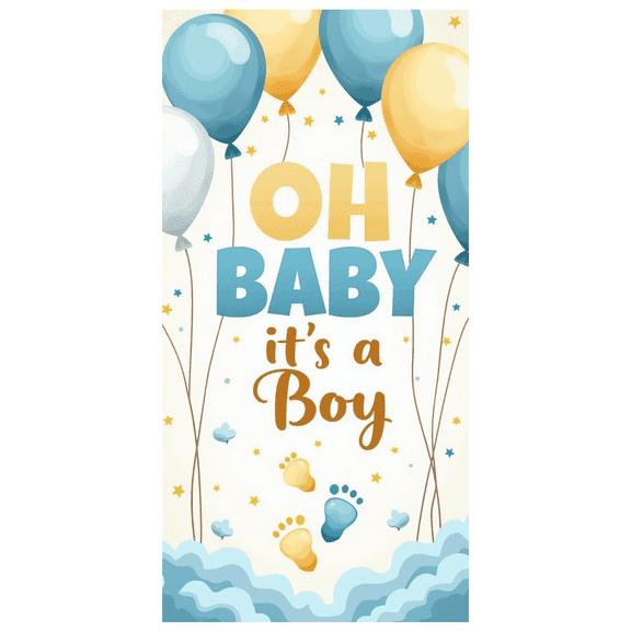 LUUFILx Oh Baby Boy Banner Newborn Event Backdrop Baby Shower Gender Reveal Party Supplies Decorations Photo Props Celebration Photographic Background