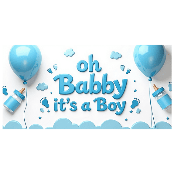 LUUFILx Oh Baby Boy Banner Newborn Event Backdrop Baby Shower Gender Reveal Party Supplies Decorations Photo Props Celebration Photographic Background