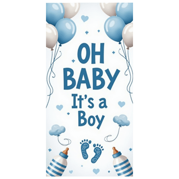 LUUFILx Oh Baby It's a Boy Backdrop Baby Shower Banner Party Supplies Newborn Announcement Photography Props Gender Reveal Decorations Background