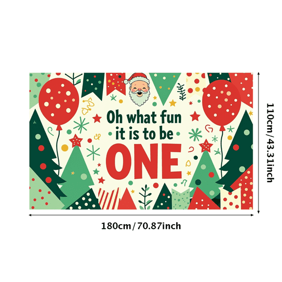 LUUFILx Oh What Fun to Be One First Birthday Backdrop Christmas Themed Decorations Kids Party Photography Props Baby Background Cute Banner Supplies