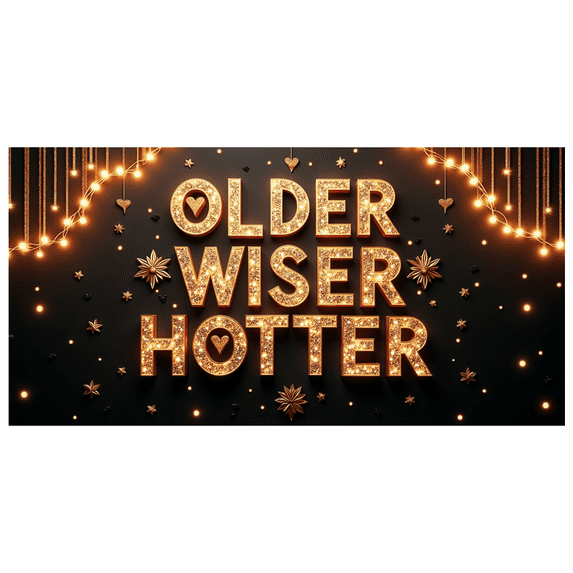 LUUFILx Older Wiser Hotter Glitter Birthday Celebration Backdrop for Party Decoration Anniversary Event Supplies Photography Props Background Decor Banner