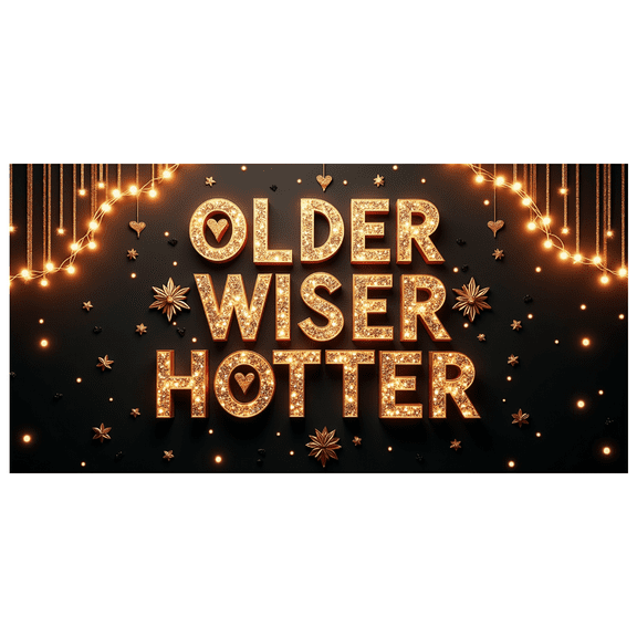 LUUFILx Older Wiser Hotter Glitter Birthday Celebration Backdrop for Party Decoration Anniversary Event Supplies Photography Props Background Decor Banner