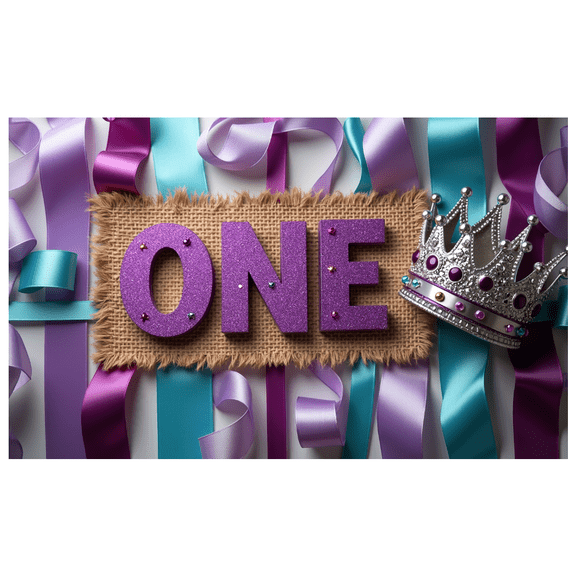 LUUFILx One Year Birthday Backdrop Ribbon Crown Decoration First Birthday Photo Prop Banner Lovely Kids Party Supplies Photography Background Baby Shower Celebration