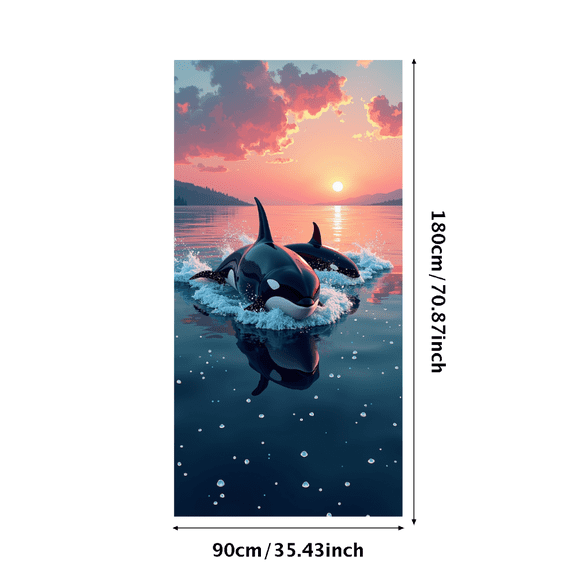 LUUFILx Orca Ocean Sunset Backdrop Banner for Parties Photography Background Decor Perfect for Beach Events Scenic Display Birthday Party Supplies