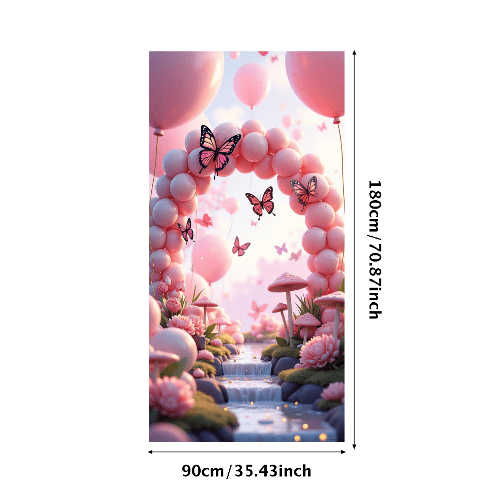 Butterfly Theme Floral Pink Birthday Arch Backdrop Kit Banner