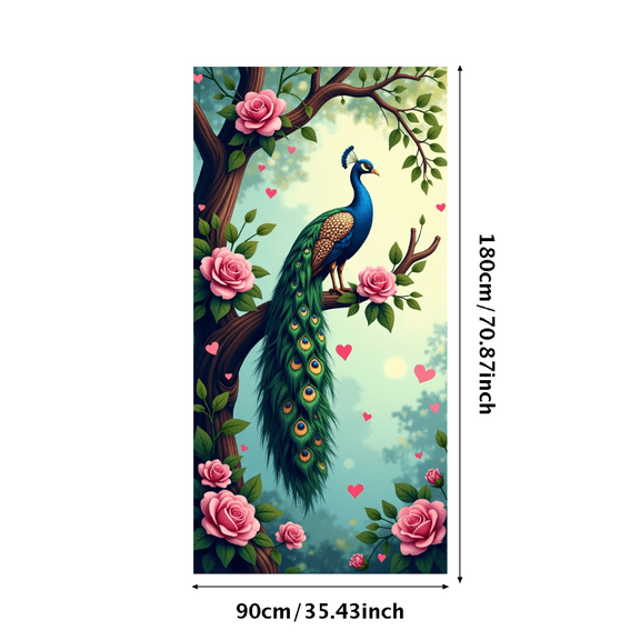 LUUFILx Peacock Floral Backdrop Banner Wedding Photo Booth Decorations Garden Party Supplies Background Photography Valentine's Day Elegant Decors Events