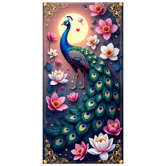 LUUFILx Peacock Lotus Backdrop Banner Floral Wall Hanging for Wedding Home Decor Party Supplies Photography Background Romantic Anniversary Stunning Art Display