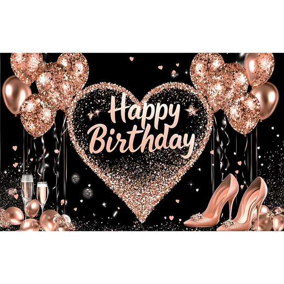 LUUFILx Pink Birthday Party Backdrop Cloth Balloon Heart Pattern Booth Banner Poster Photography Backdrop Party Decoration for Kids Girl Bay Shower