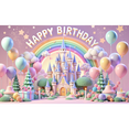 thumbnail image 1 of LUUFILx Pink Rainbow Castle Birthday Banner Happy Birthday Party Backdrop Decoration Kids Boy Girl Baby Shower Photography Background Banner Poster, 1 of 1