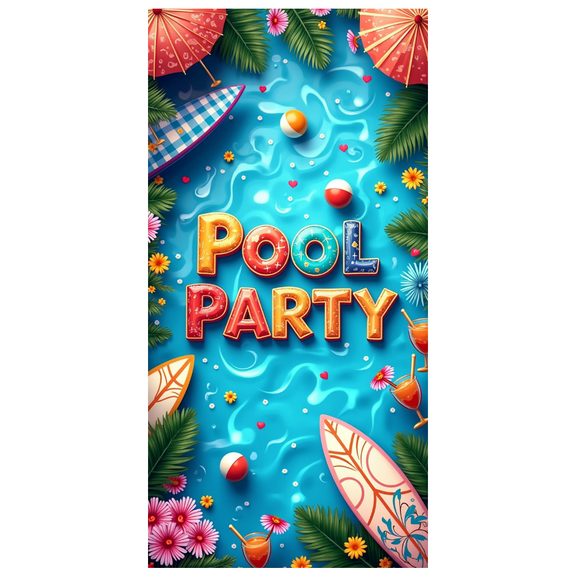 LUUFILx Pool Party Backdrop Banner Summer Event Decor Outdoor Swimming Celebration Background Party Supplies Tropical Hawaiian Decorations Beach Photoshoot
