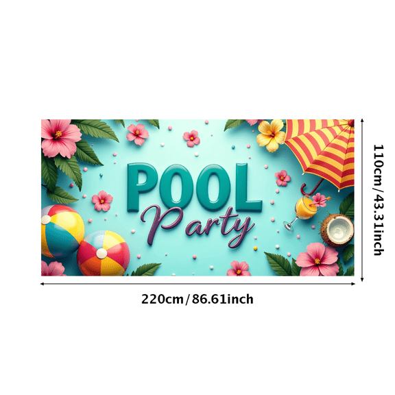 LUUFILx Pool Party Photography Props Backdrop Beach Summer Outdoor Event Decorations Background Tropical Theme Party Supplies Banner