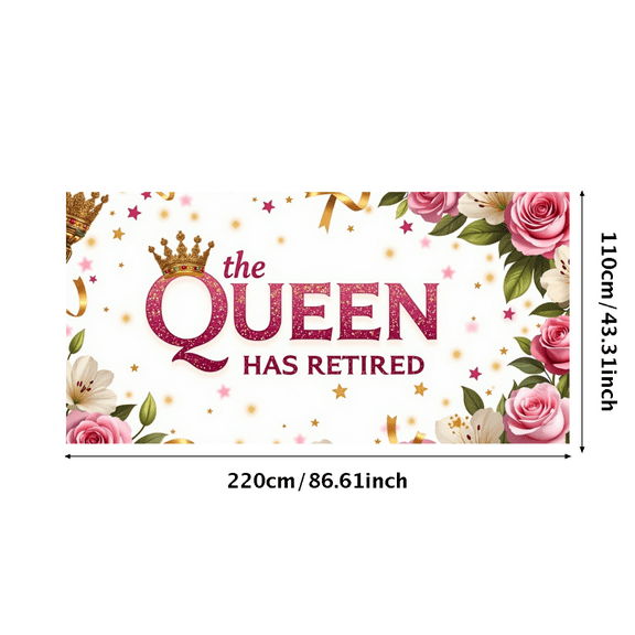 LUUFILx Queen Retirement Celebration Banner Backdrop Decorations Party Supplies Photography Props Regal Gold and Purple Design Background Event Decor