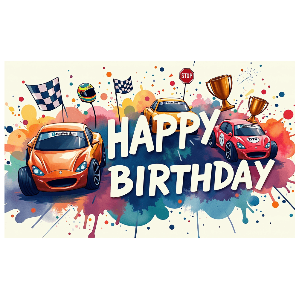 LUUFILx Race Car Themed Happy Birthday Banner Background Party