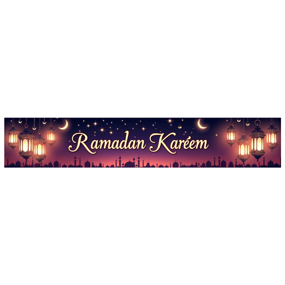 LUUFILx Ramadan Kareem Banner Lantern Lights Decorative Festival Backdrop Party Supplies Event Celebration Graphic Islamic Decor Background