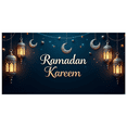 thumbnail image 1 of LUUFILx Ramadan Kareem Banner Moon Lanterns Hanging Starry Night Backdrop Islamic Celebration Party Prop Eid Decoration Religious Event Supplies Background, 1 of 9