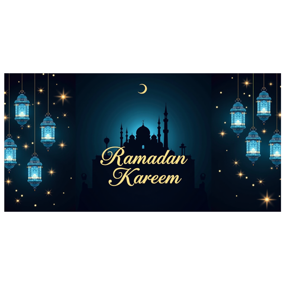 LUUFILx Ramadan Kareem Banner Mosque Lanterns Festive Welcome Backdrop Ramadan Mubarak Party Home Decorations Event Celebration Photography Props Background