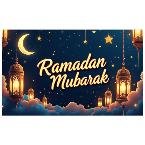 LUUFILx Ramadan Mubarak Banner Islamic Eid Decoration Backdrop Home Party Decor Lantern Display Celebration Festive Arabic Style Background Blessed Ramadan Wishes