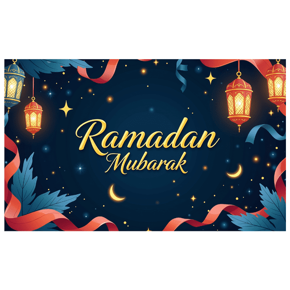 LUUFILx Ramadan Mubarak Banner Islamic Eid Decoration Backdrop Home Party Decor Lantern Display Celebration Festive Arabic Style Background Blessed Ramadan Wishes