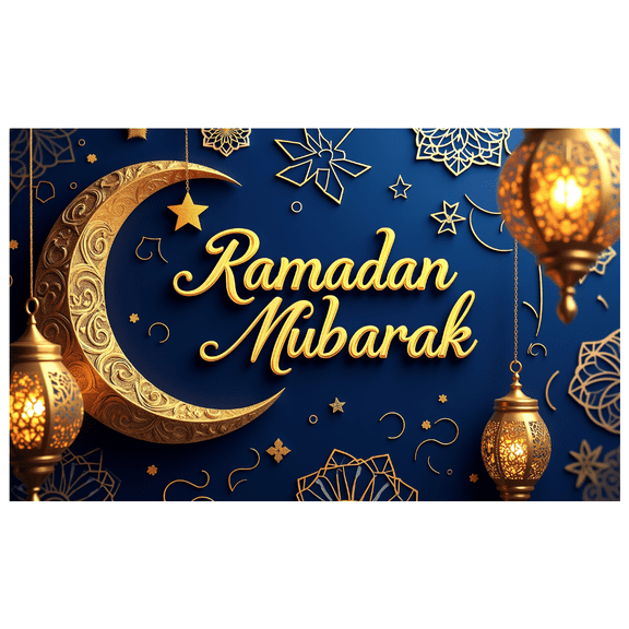 LUUFILx Ramadan Mubarak Lantern Background Banner Celebration Eid Backdrop Party Decoration Festival Muslim Décor Islamic Event Props Wall Decor